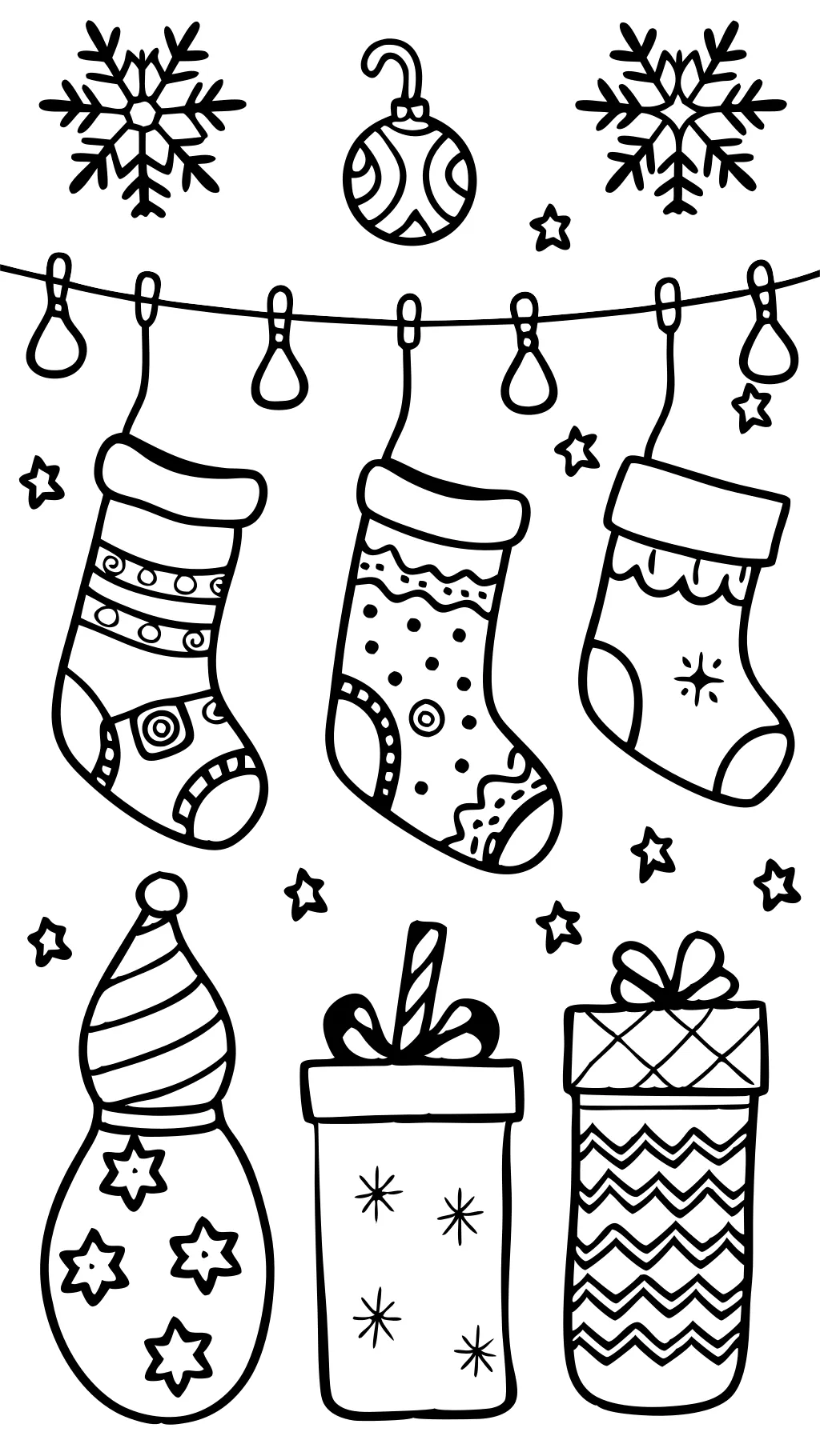 Páginas para colorear de los calcetines navideños